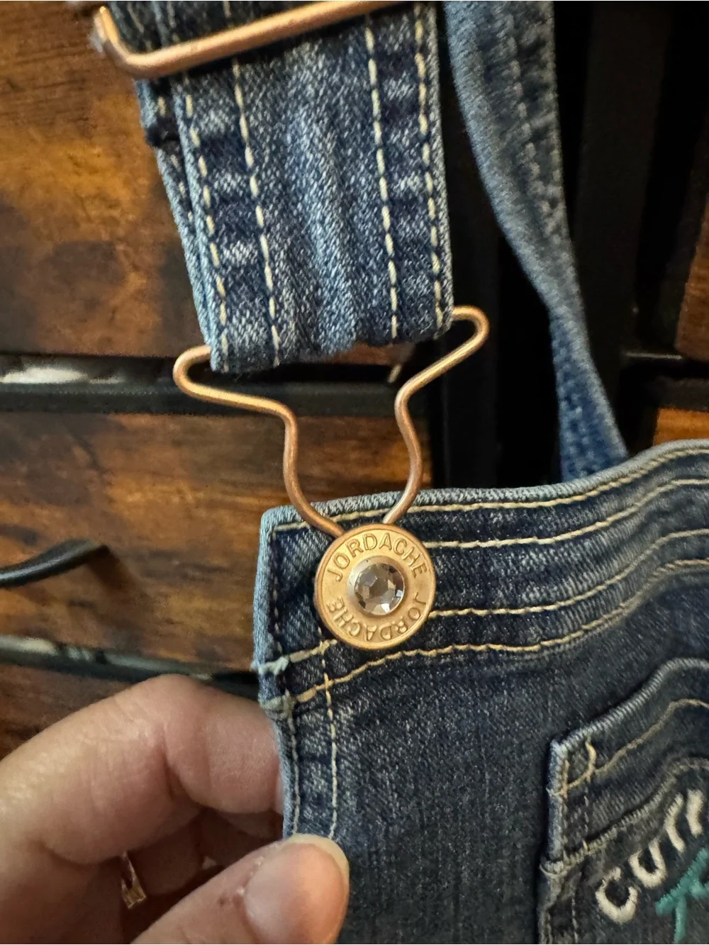 Jordache Dark Blue Denim Overalls with Contrast Stitching